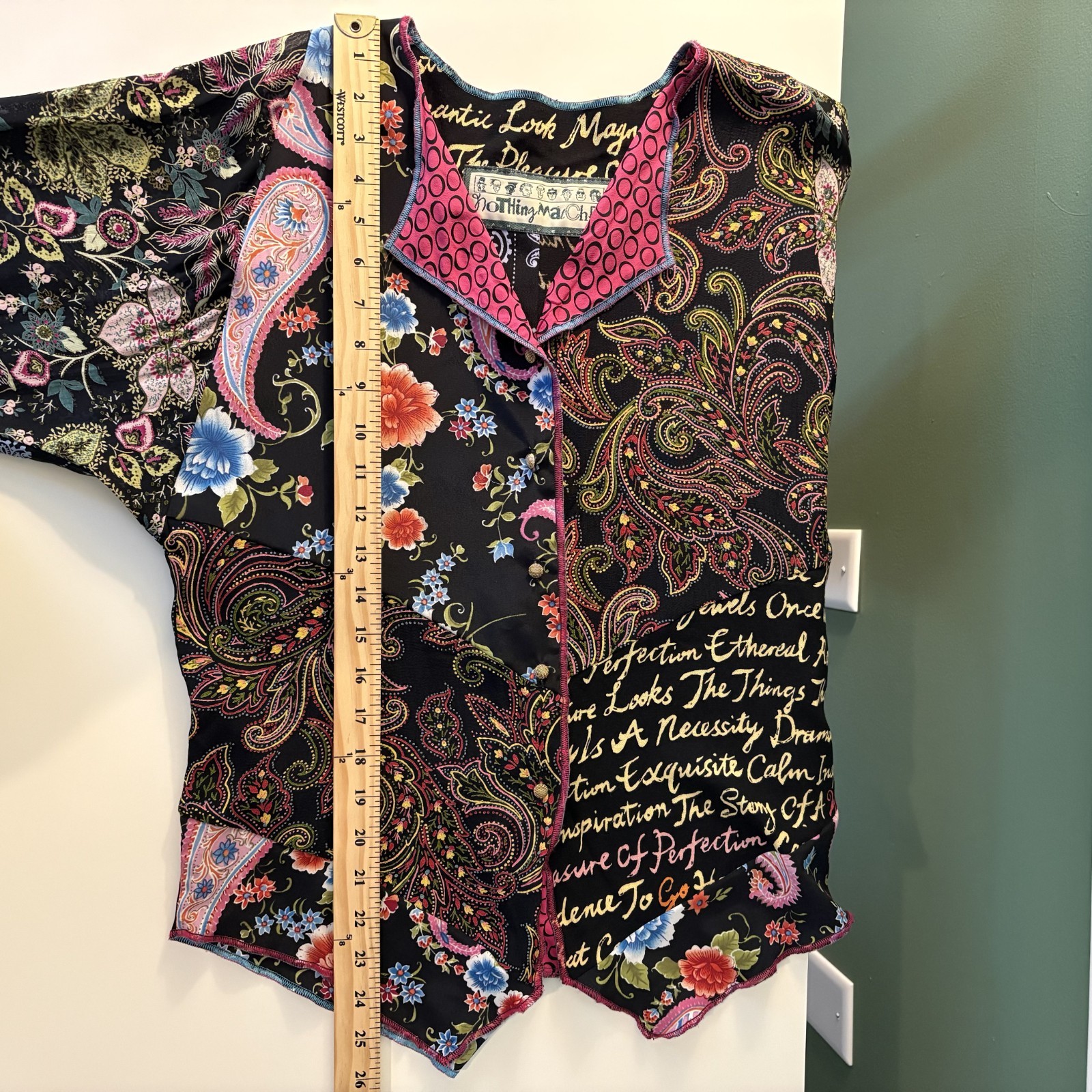 Nothing Matches Mixed Print Button Front Top Size 0 XS Patchwork Artsy Boho USA