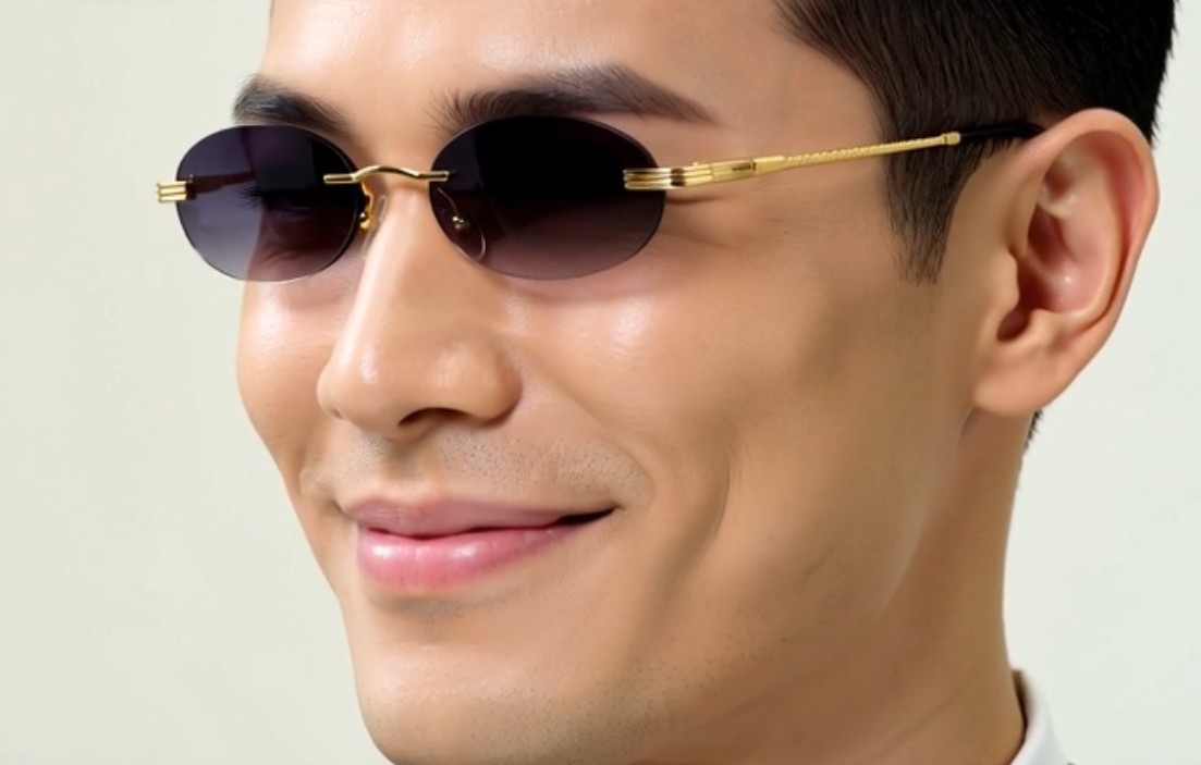 Vintage Gold Frame Rimless Luxury Men’s Hip Hop Clear Lens Retro Fashion Glasses