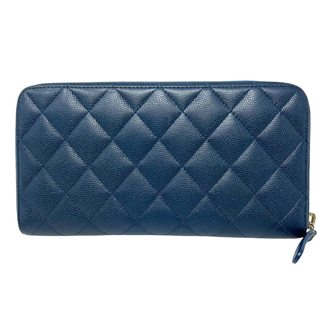 CHANEL Chanel Caviar Skin Matelass Round Zip Long Wallet