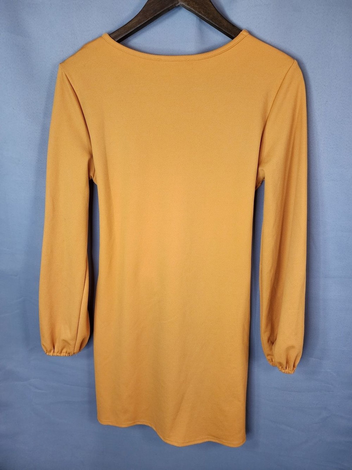 Long Sleeve Tie-Front Dress in Mustard Yellow
