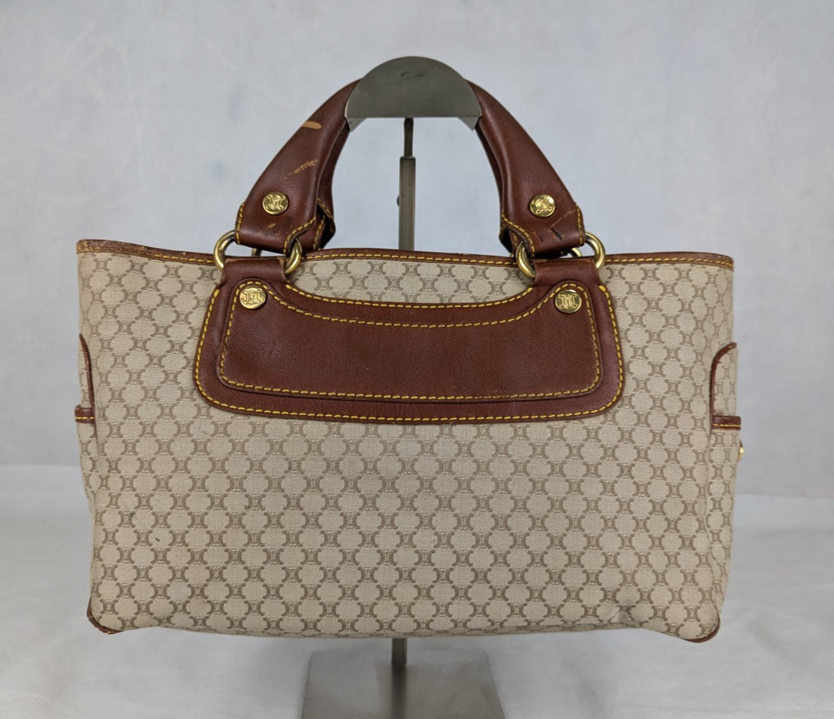 Authentic Celine Tote Bag Handbag Macadam Beige7 Vintage Based on Original Title