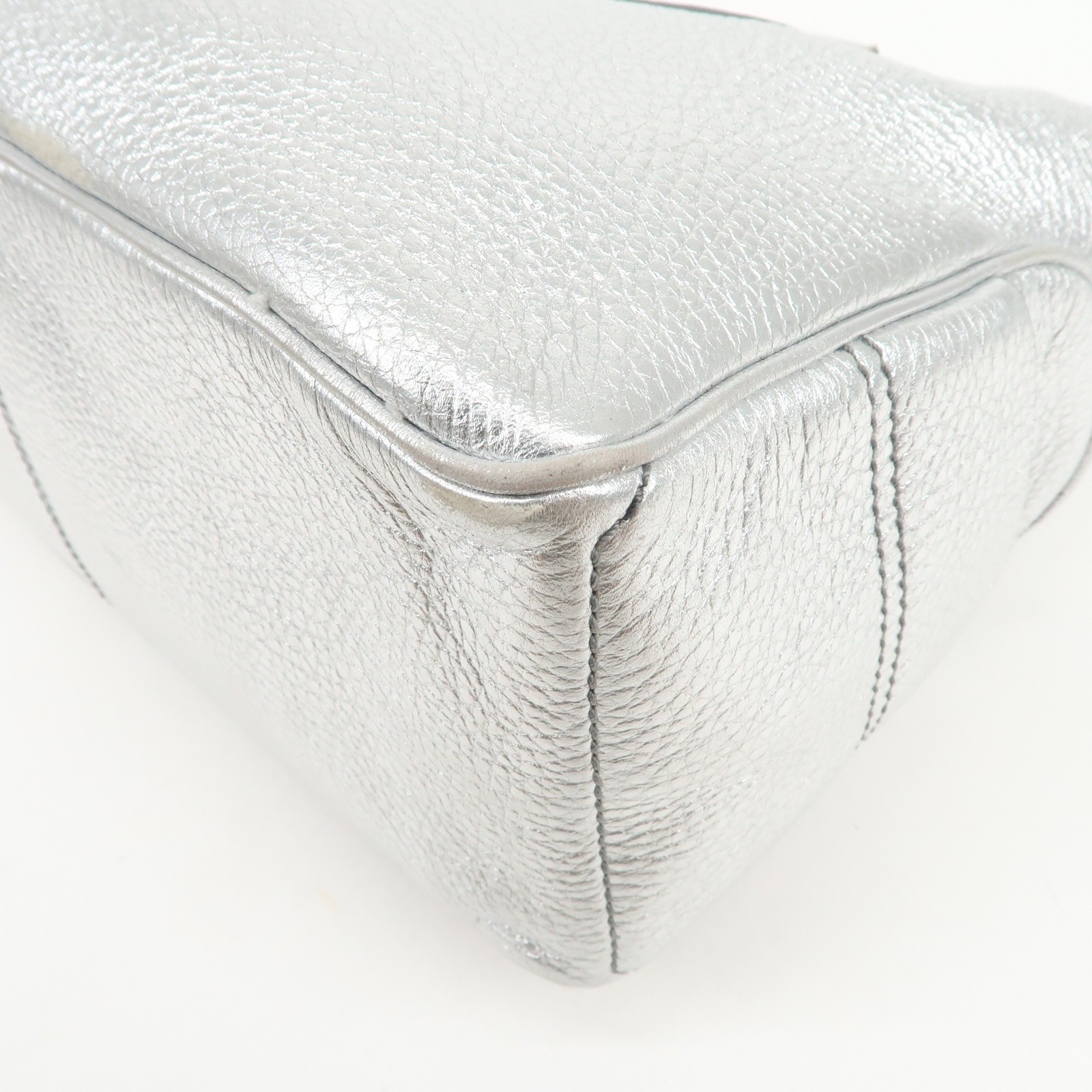 CELINE Leather Boogie Bag Hand Bag Tote Bag Silver Authentic Used F/S