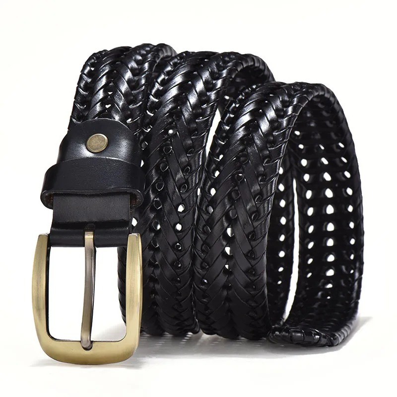 Genuine Leather Men Casual Belt Braided, All Sizes