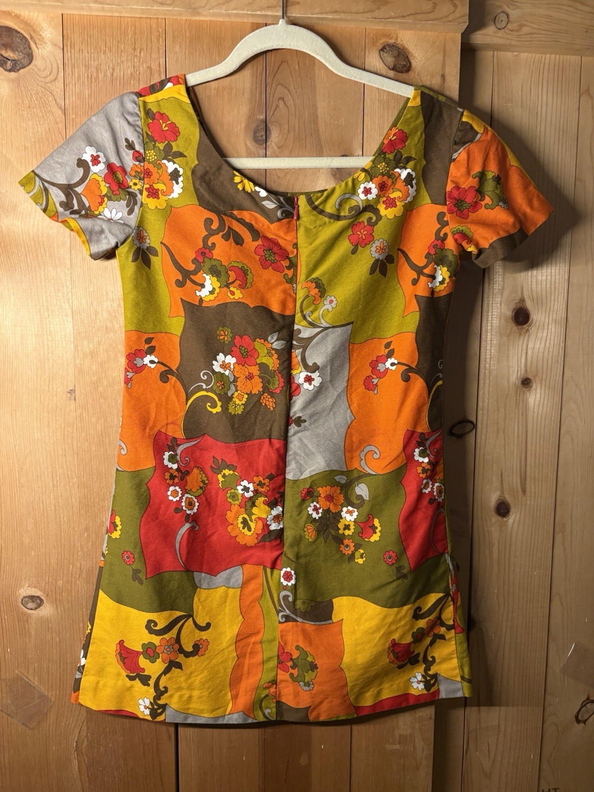 Vtg 70s Mod Dolly Babydoll Brady Bunch Micro Mini Party Go Go Dress XS 33/31