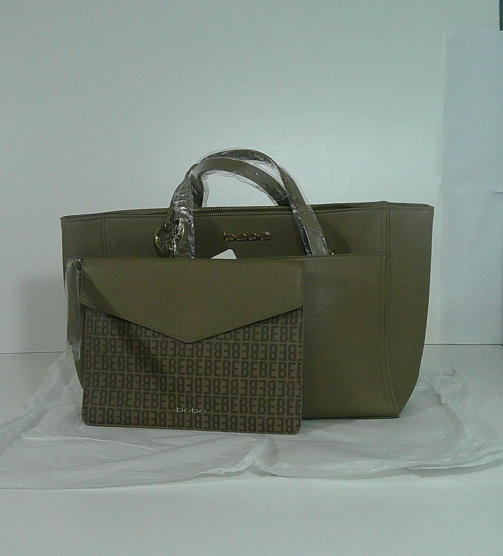 Bebe Tanya Taupe Tote With Logo Pouch – Stylish & Versatile Handbag For Everyday