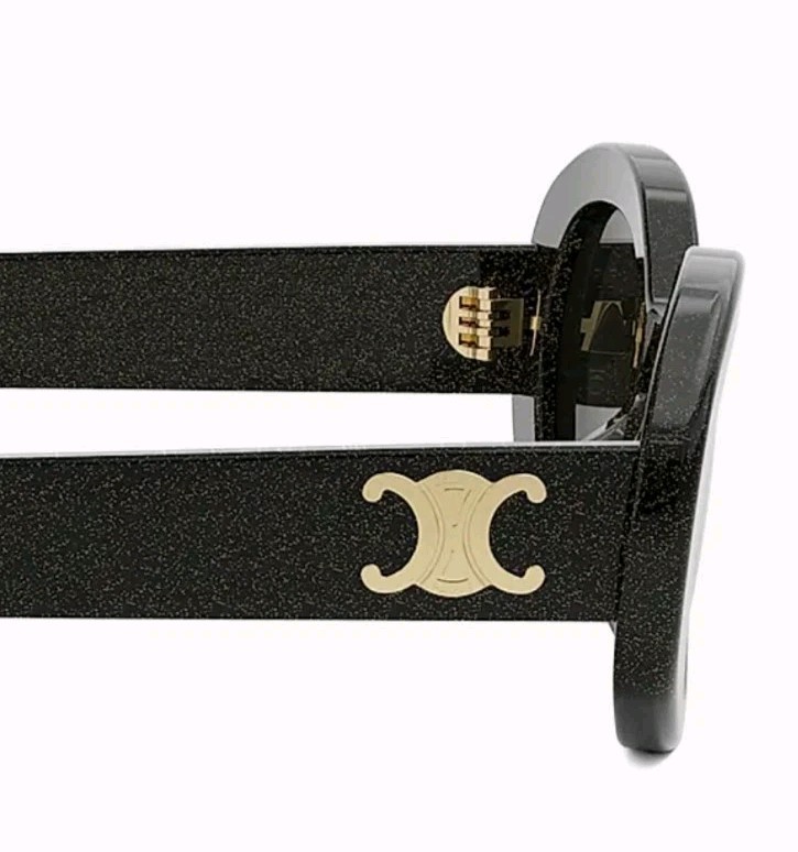 CELINE Triomphe Sunglasses Logo Detail Gold/Black Classic Glitter-Authentic