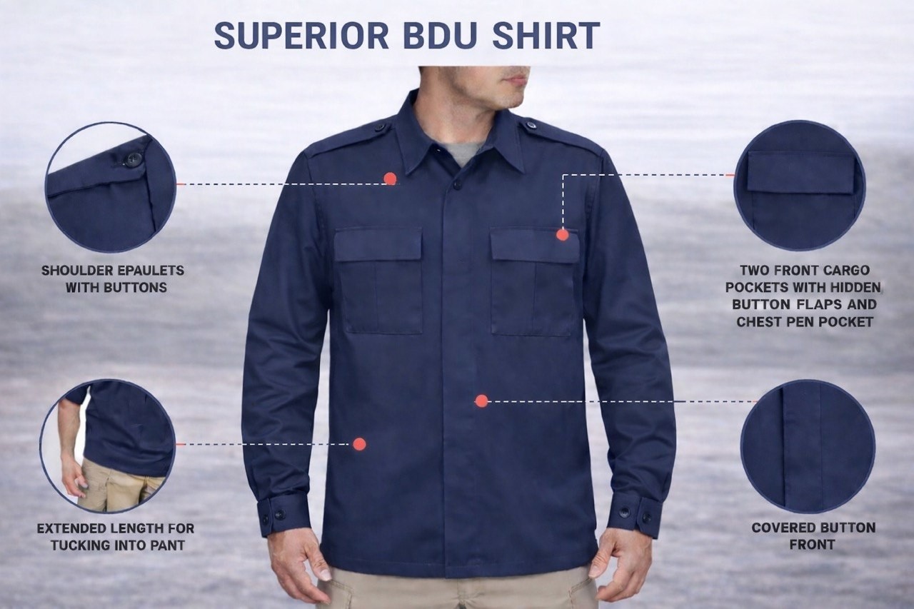 ⭕️ TACTICAL BDU DARK NAVY RIPSTOP LS/SS SHIRT MILITARY WORKWEAR SUPERIOR UNIFORM