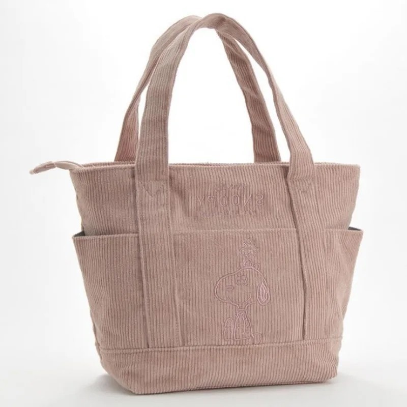 2026 New Peanuts Snoopy Corduroy Tote Bag for Women Multi-pocket Bag Casual Dail