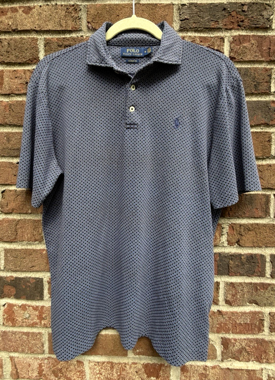 Polo Ralph Lauren Performance Shirt Med Geometric Circle Short Sleeve Polka Dot