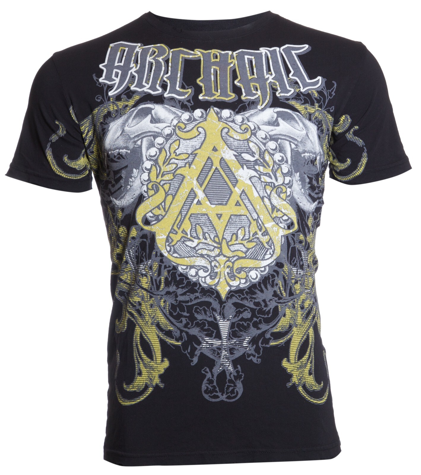ARCHAIC by AFFLICTION Black CELLAR WINGS Short Sleeve Slim Fit Y2K T-shirt NWT
