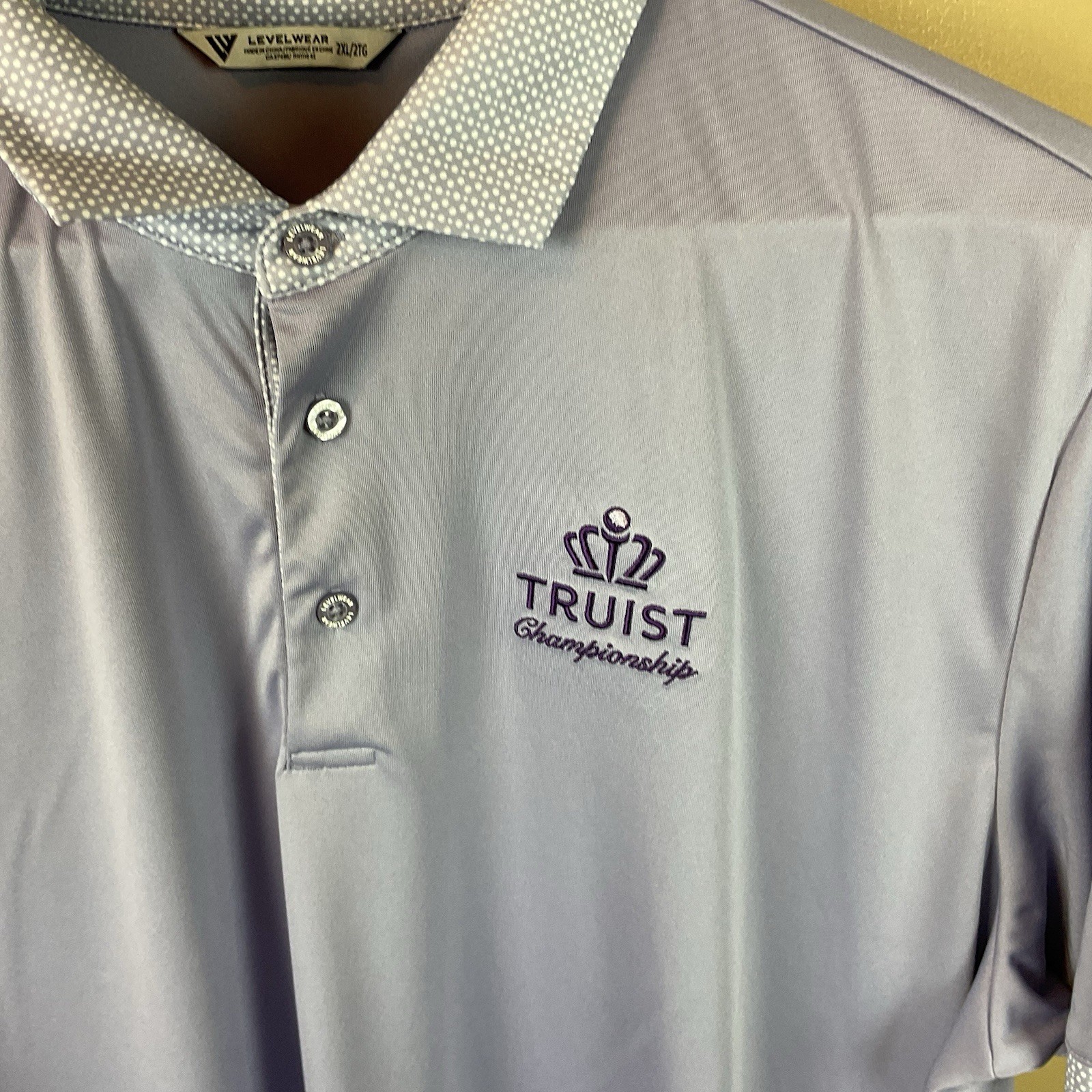 Level Wear Golf Polo Shirt Mens 2XL Purple S/S Truist Championship Polyester