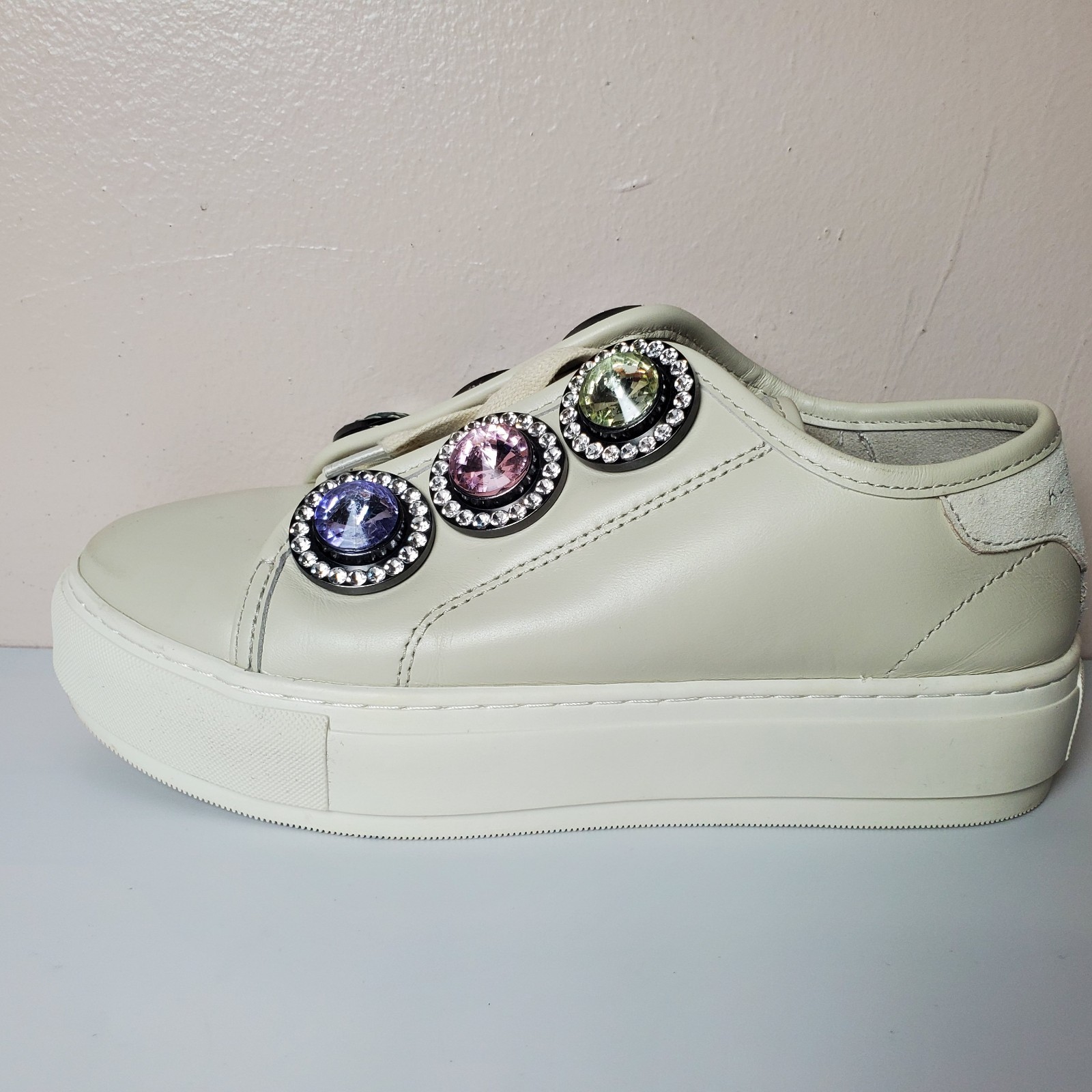 Kurt Geiger London Laney Octavia Leather Sneakers Pastel Crystals Rhinestones