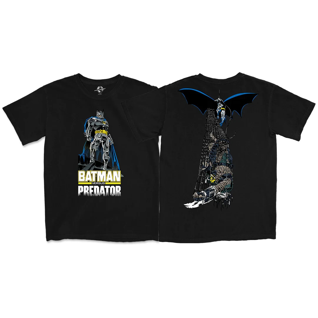 Batman vs Predator Tee Shirt dc badlands whitegold industries black sz M