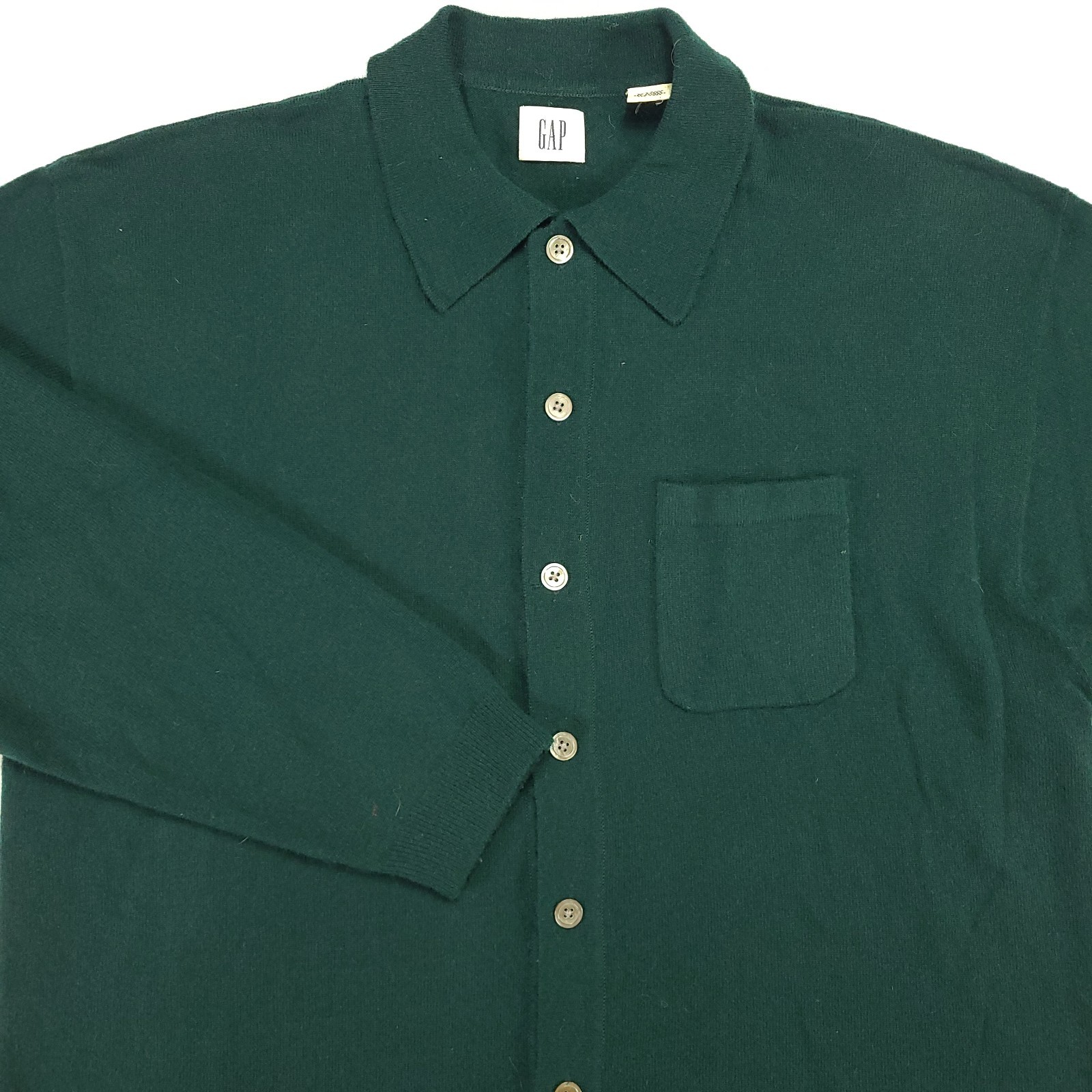 Gap Mens Vintage Sweater XL 100% Lambs Wool Button Cardigan Polo Collar Clean!