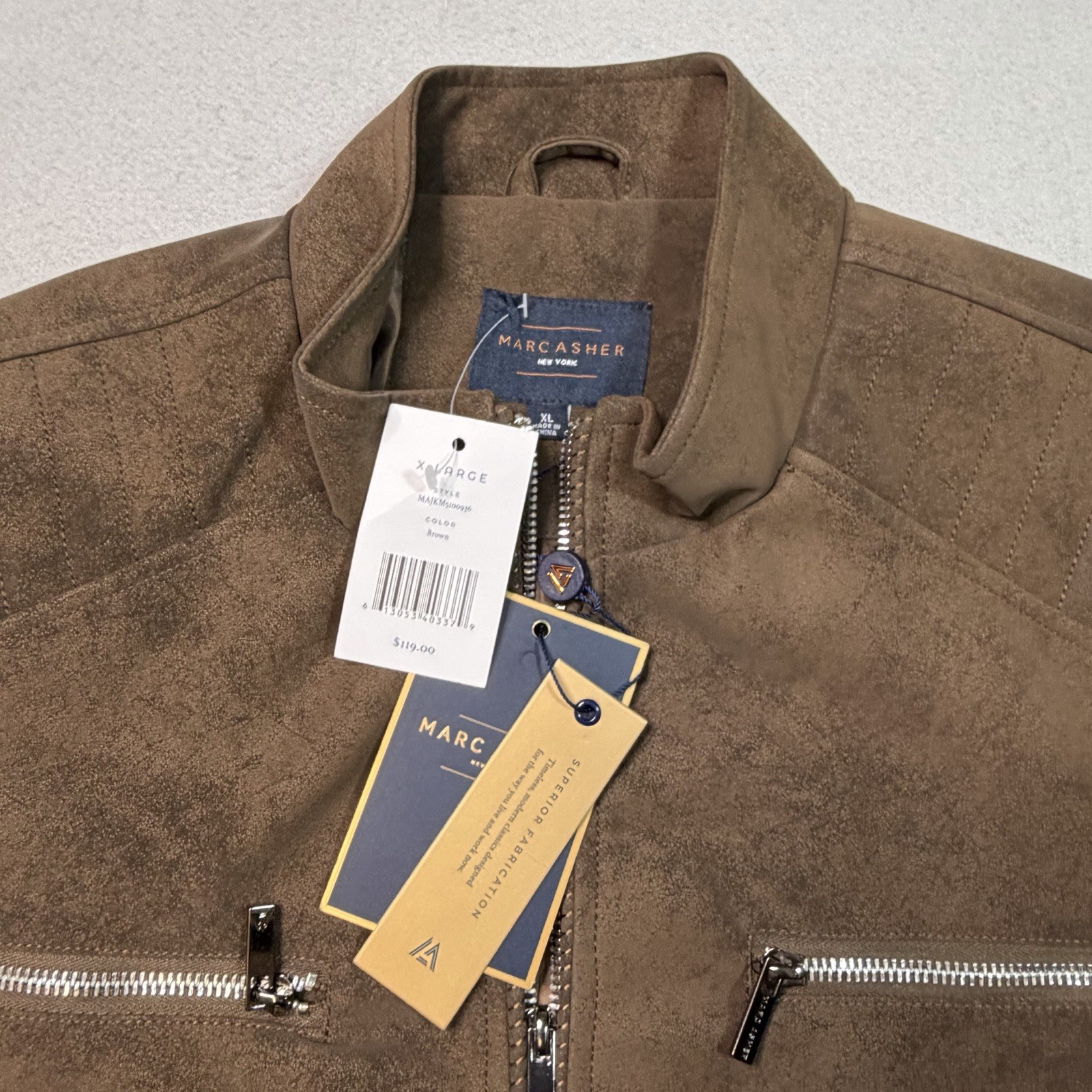 Marc Asher Suede Biker Jacket Light Brown Size 52 XL
