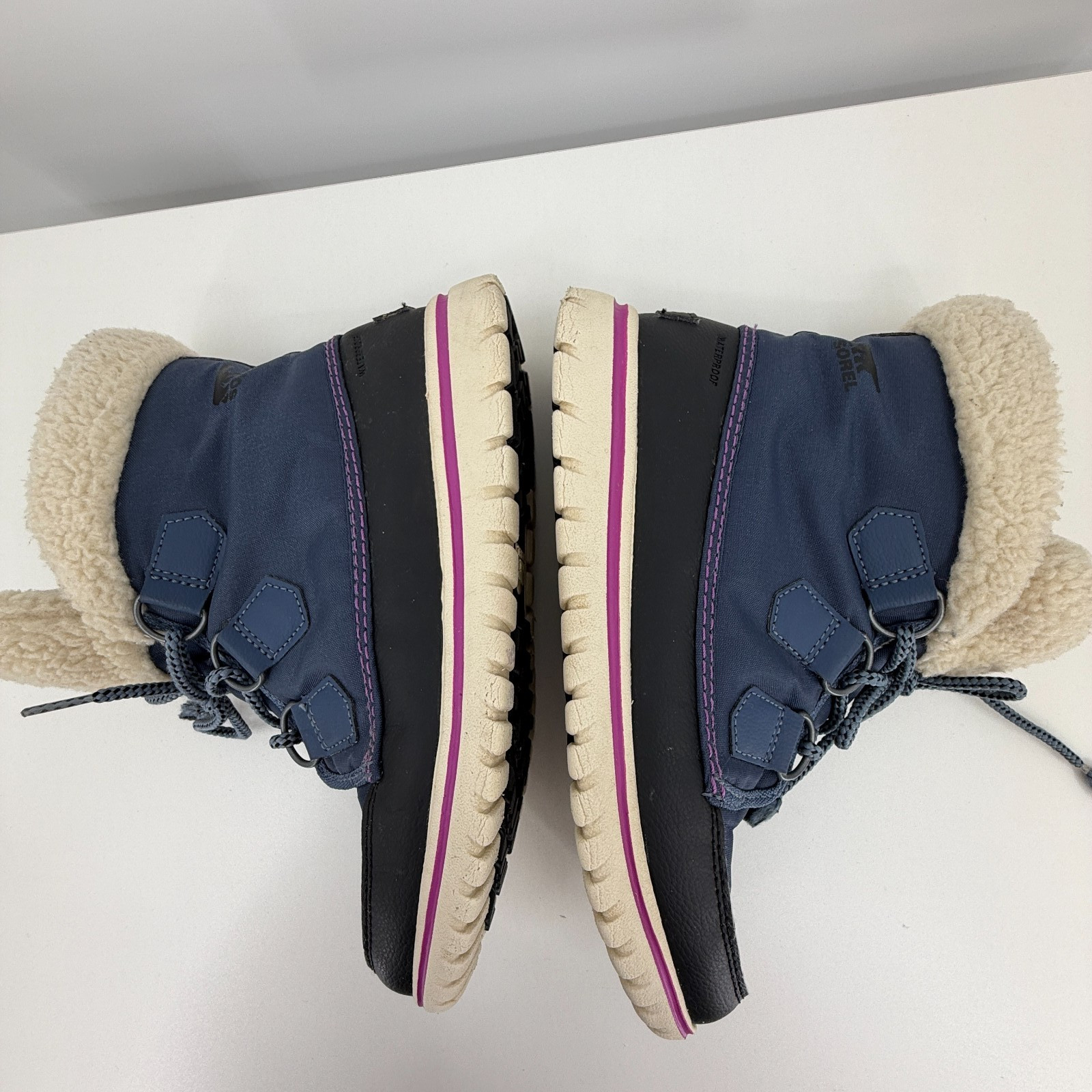 Sorel Winter Ankle Boots Womens 7.5 Cozy Carnival Nylon Snow Waterproof Navy