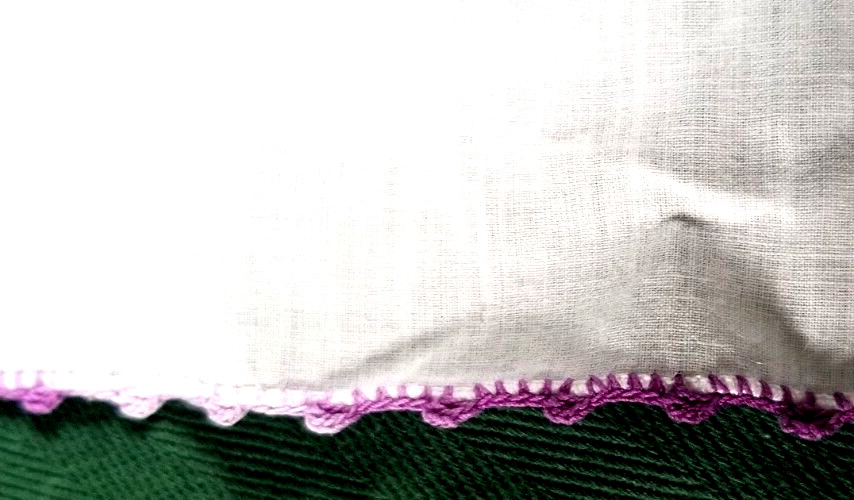 Hand Embroidered Fine Soft Cotton VTH Handkerchief Pocket Square Purple Flowers