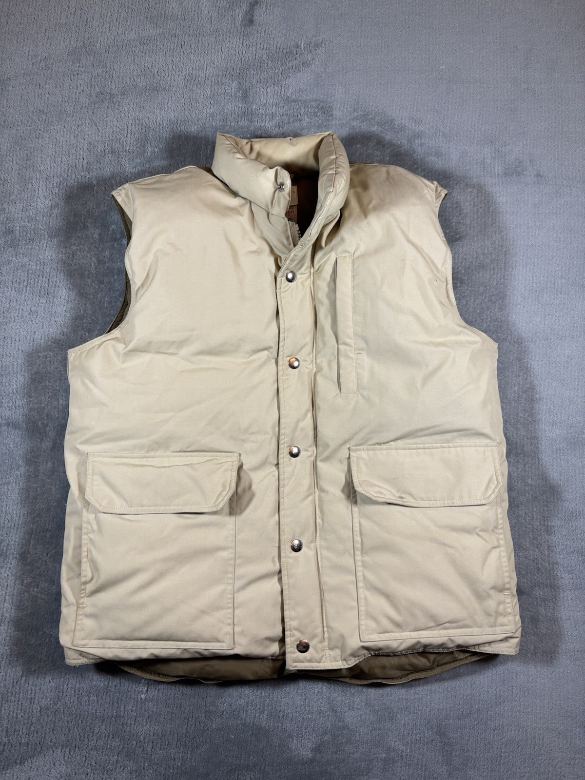 VINTAGE Orvis Vest Men Medium Beige Goose Down Puffer Coat Insulated Hiking 80s