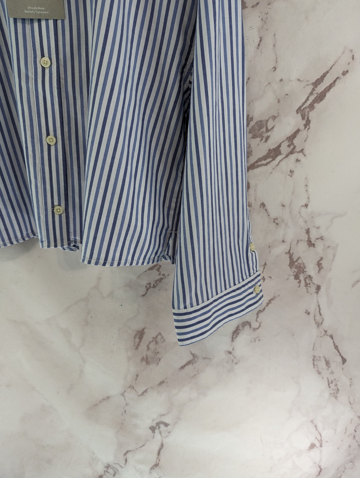 Everlane Shirt Womens Medium Blue Button Up Woven Pajama Top Silky Cotton Crop
