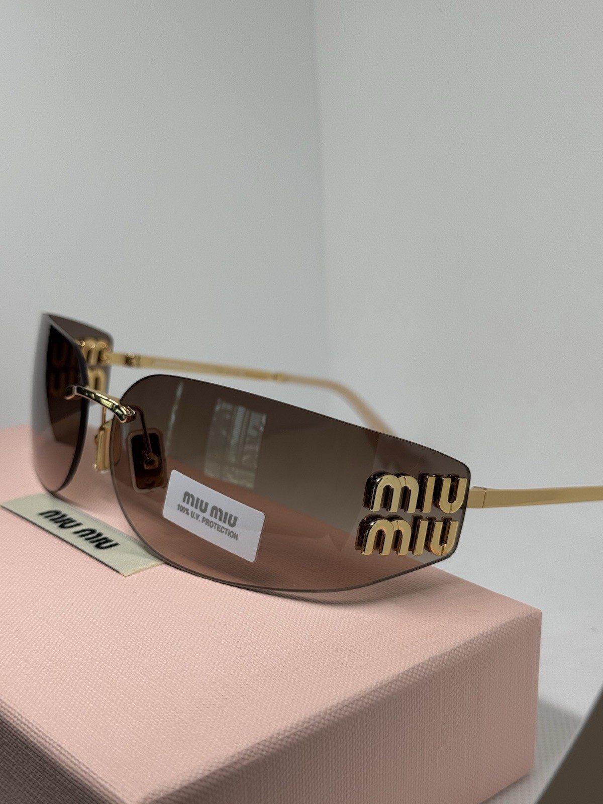 Miu Miu MU A51S 5AK20P Gold Brown Mirror Bronze Women’s 75 mm Sunglasses Woman