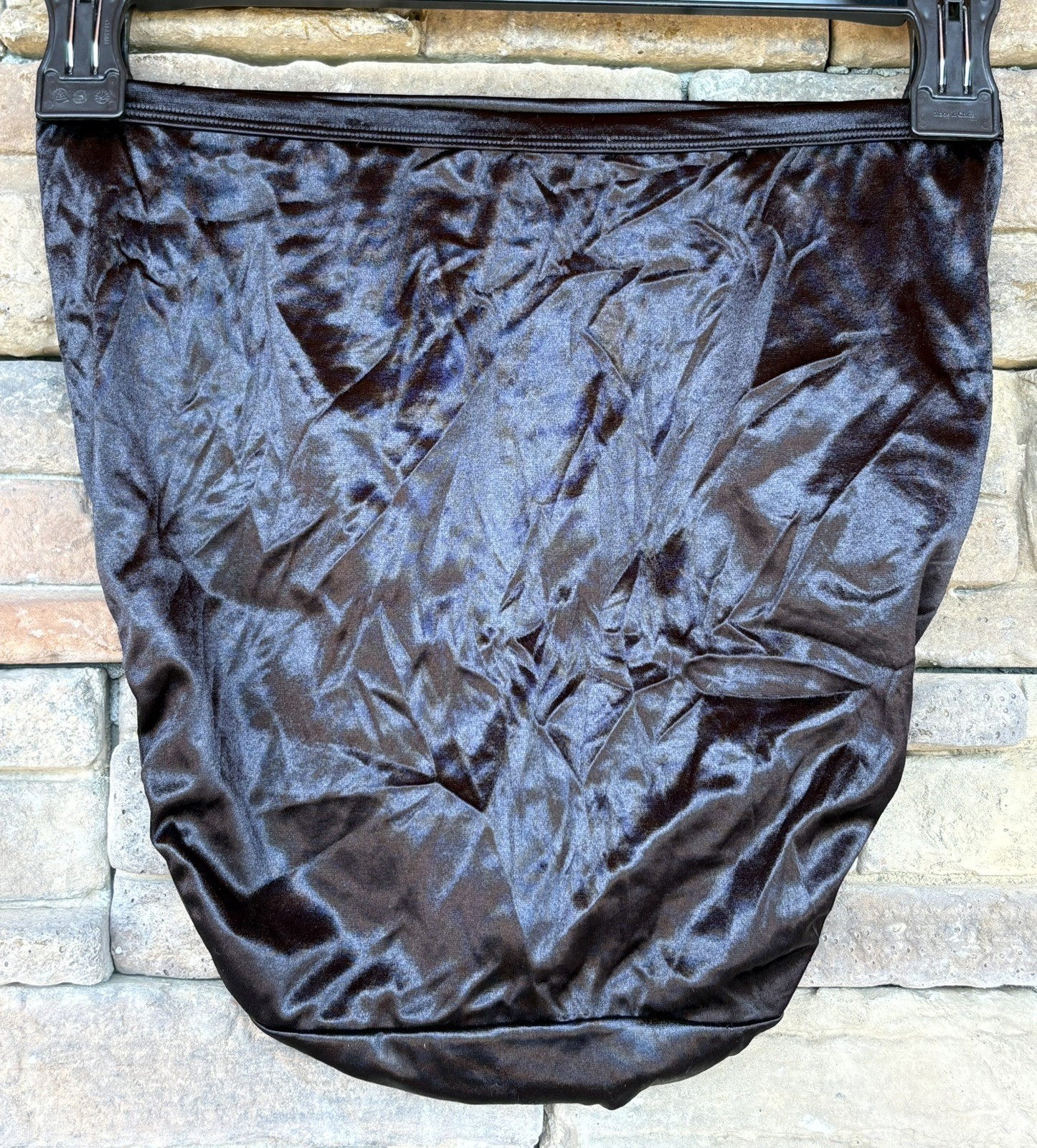 Vanity Fair Y2K Second Skin 7 L Black Hi-Cut Shiny Nylon Bikini Underwear Panty