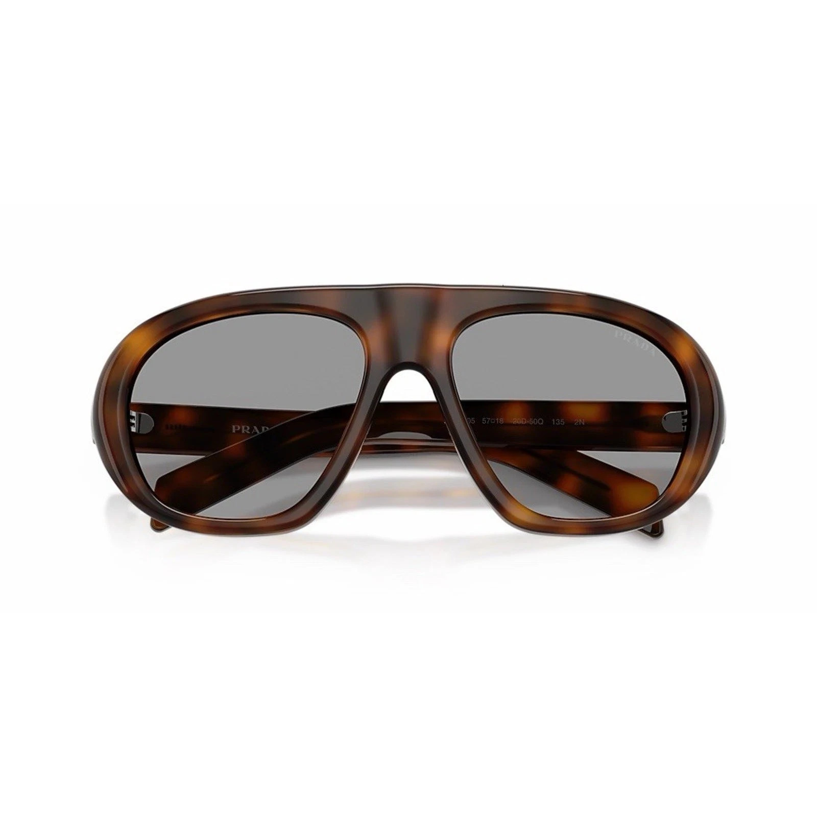 PRADA PR C05S 20D50Q Tortoise Grey Lens Oversized Sunglasses AUTHENTIC