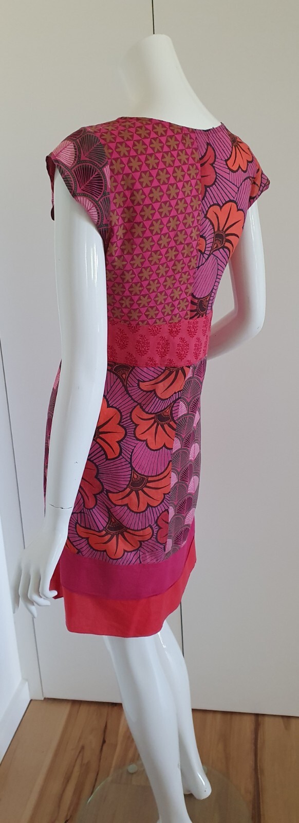 Boom Shankar Sz 8 Dress S/Sleeve Boho Printed 100% Cotton