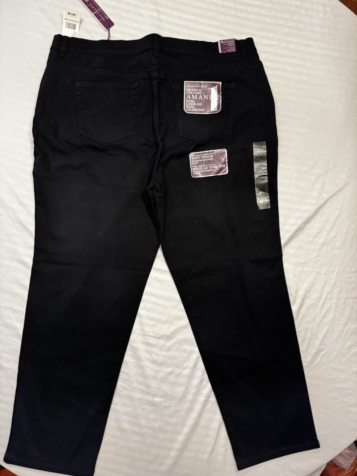 Gloria Vanderbilt Women’s Black Tapered Denim Jeans 5-Pocket Plus Size 20W