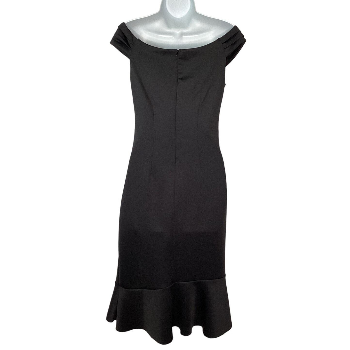 Venus Womens Ruffle Detail Off Shoulder Sweetheart Neckline Black Dress S