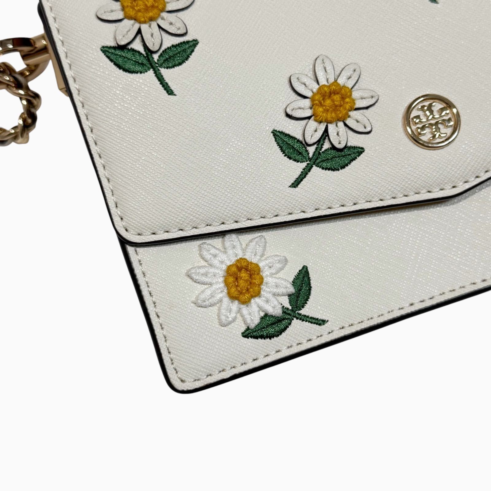 Tory Burch Robinson Embroidered Mini Leather Crossbody Bag Daisy