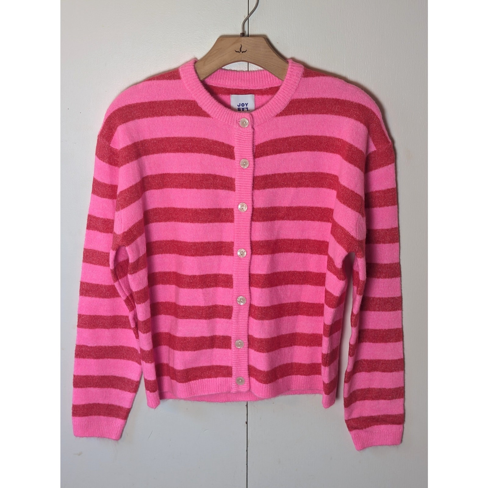 Joylab Bright Pink Striped Button Up Cardigan XS
