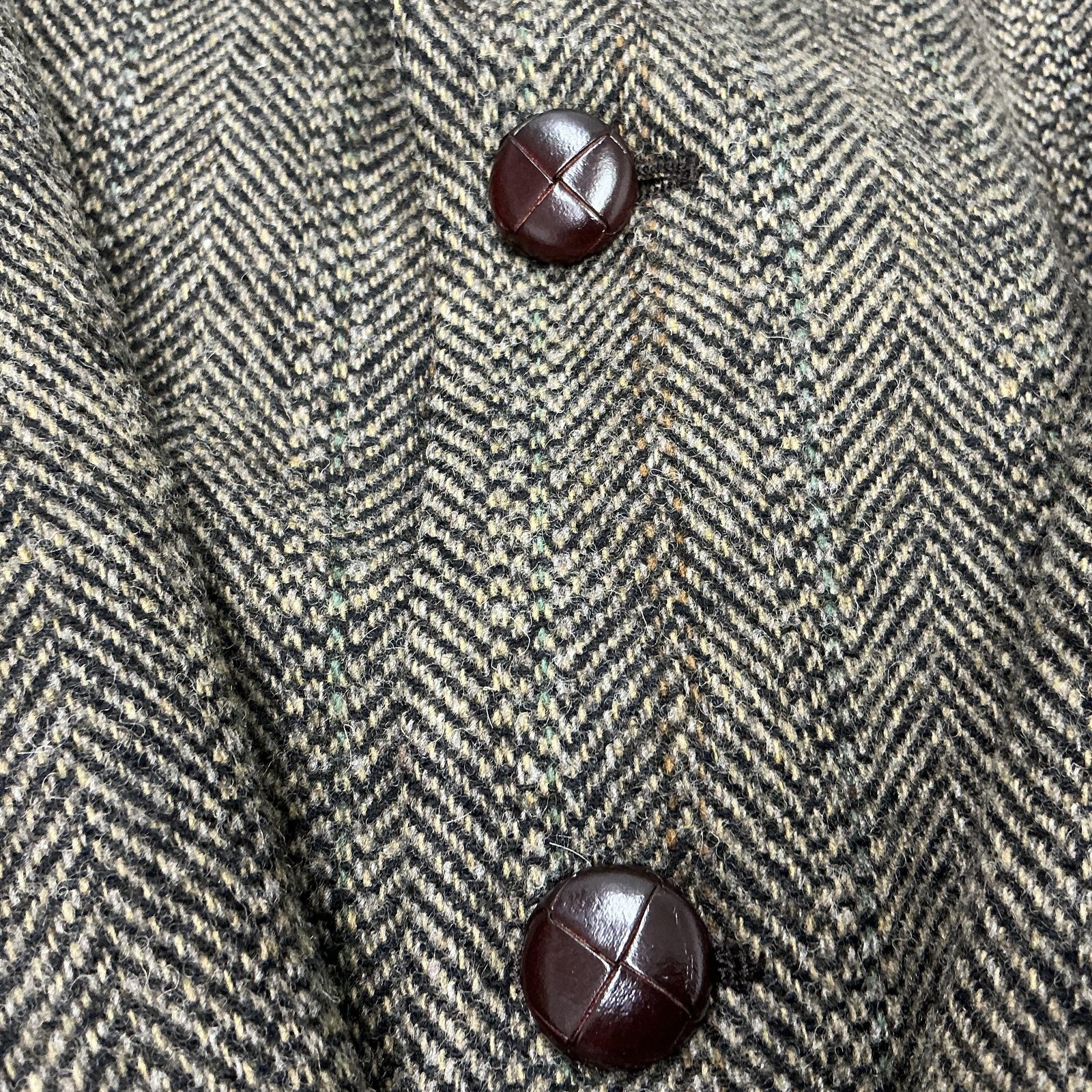Deansgate Blazer Mens 48L Brown Herringbone Tweed Wool Sport Coat jacket Leather