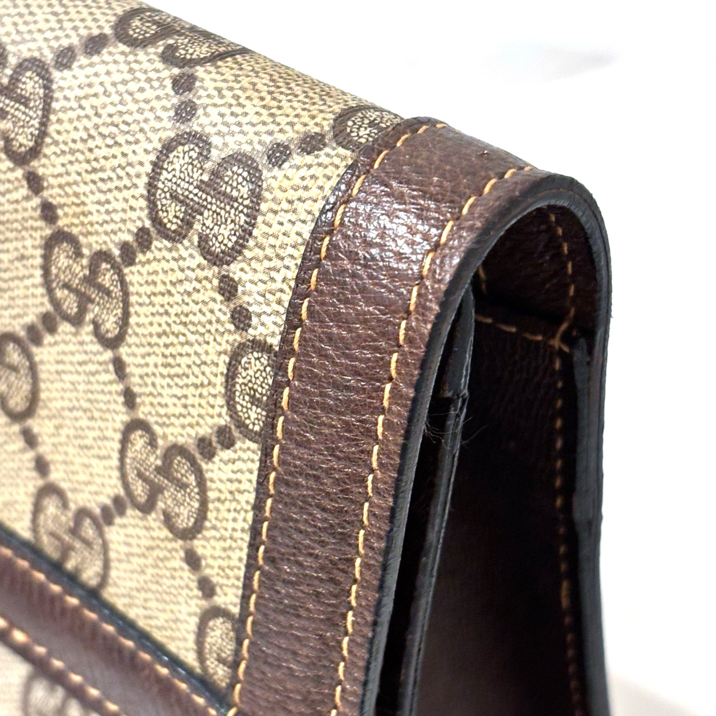 Gucci Sherry Line Clutch Bag PVC Leather Vintage GG Authentic