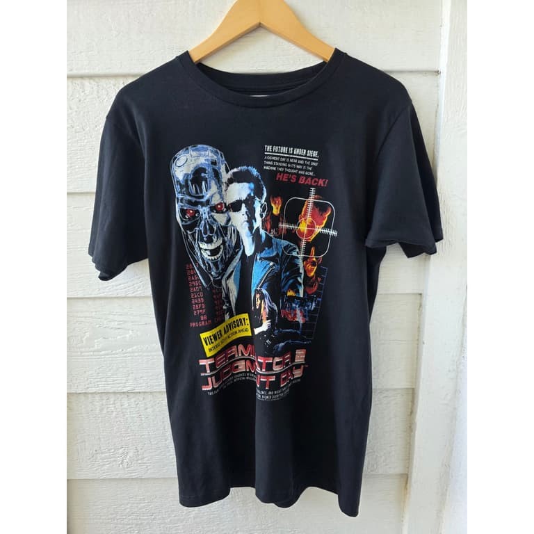 Terminator 2 Judgment Day Graphic T-Shirt 90s Black Short Sleeve tee NH28876