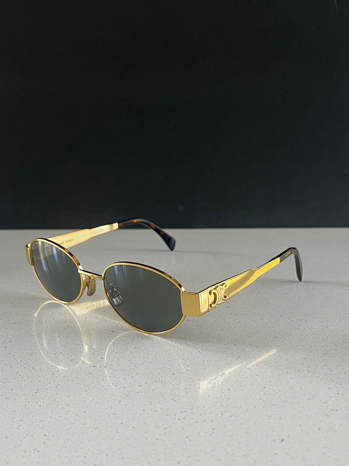 CELINE CL40235U Triomphe Metal 01 oval GOLD sunglasses