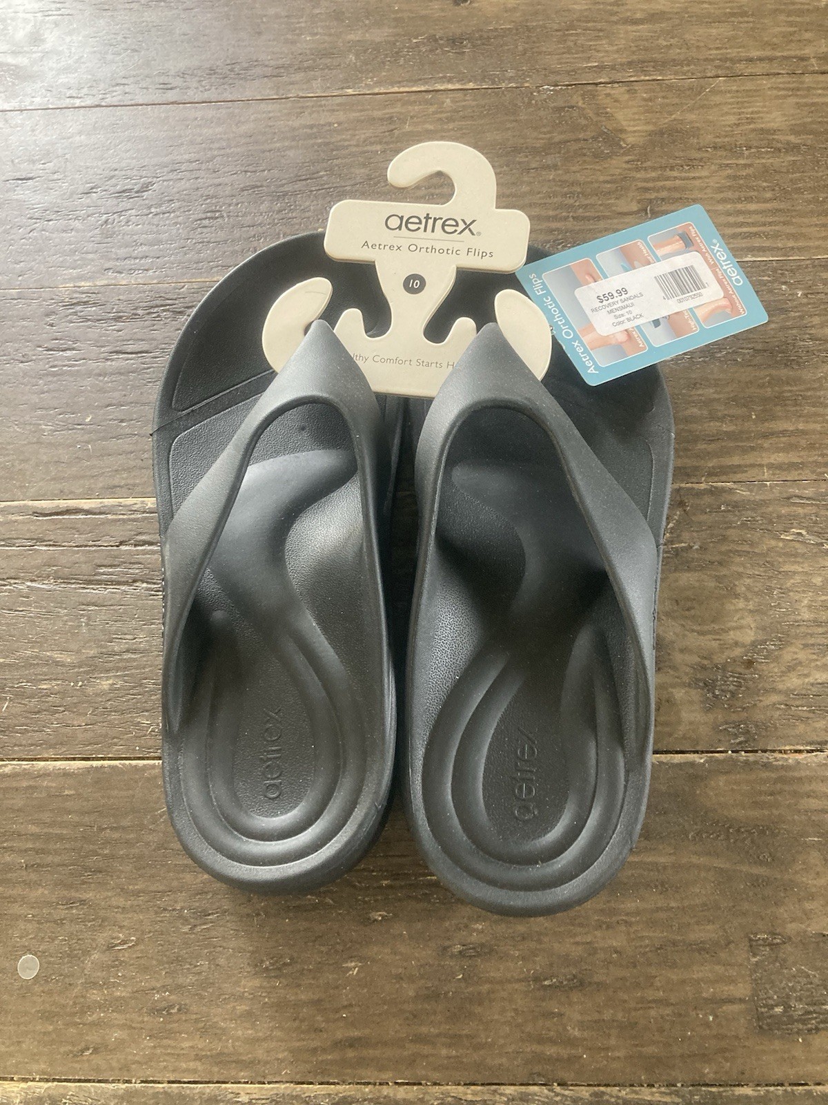 Aetrex Orthotic Flips Maui Recovery Sandals Size 10 Men Color Black Brand New!