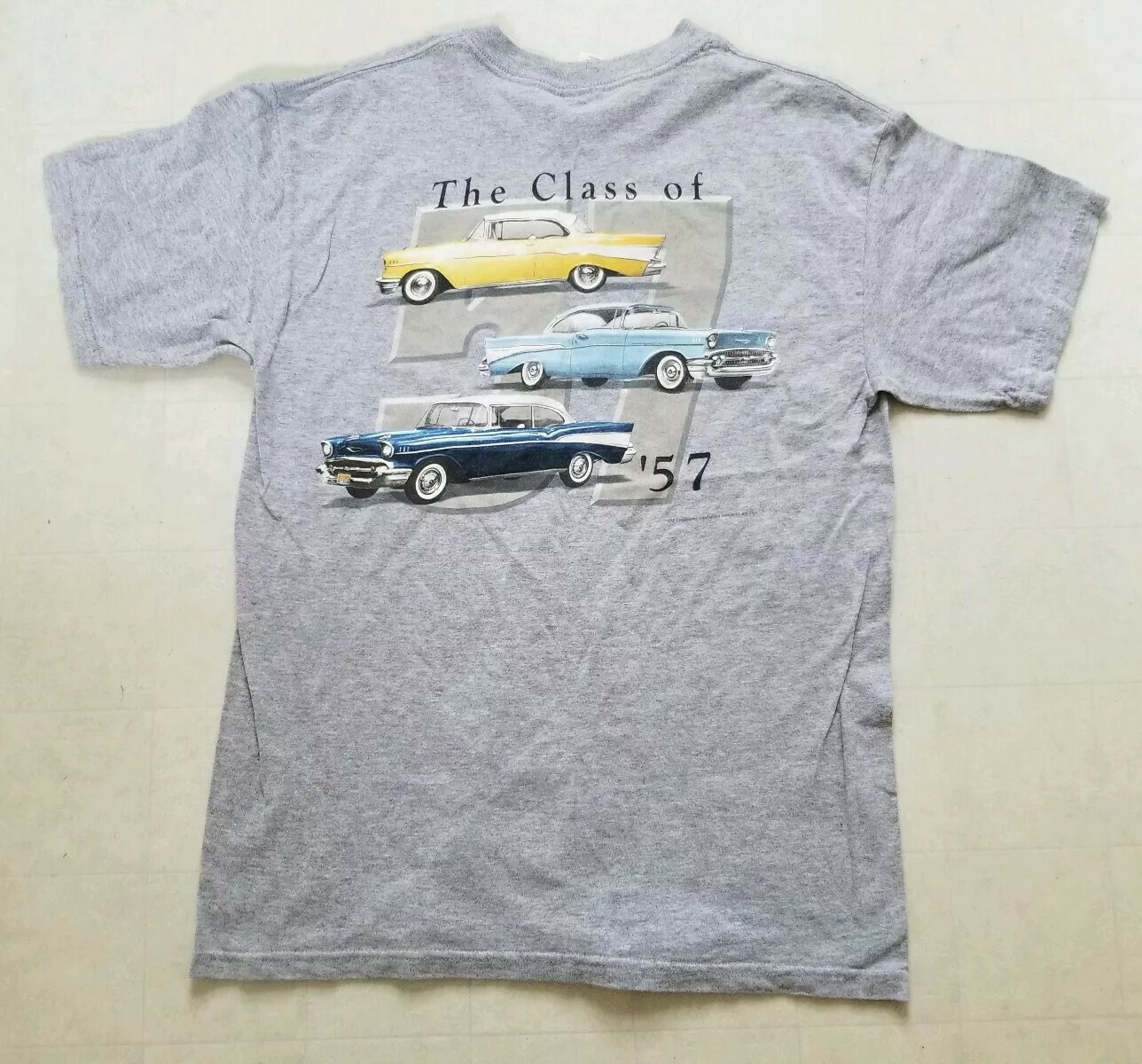 Vintage 90s The Class of 1957 Chevy Classic Cars Gray T-Shirt Medium