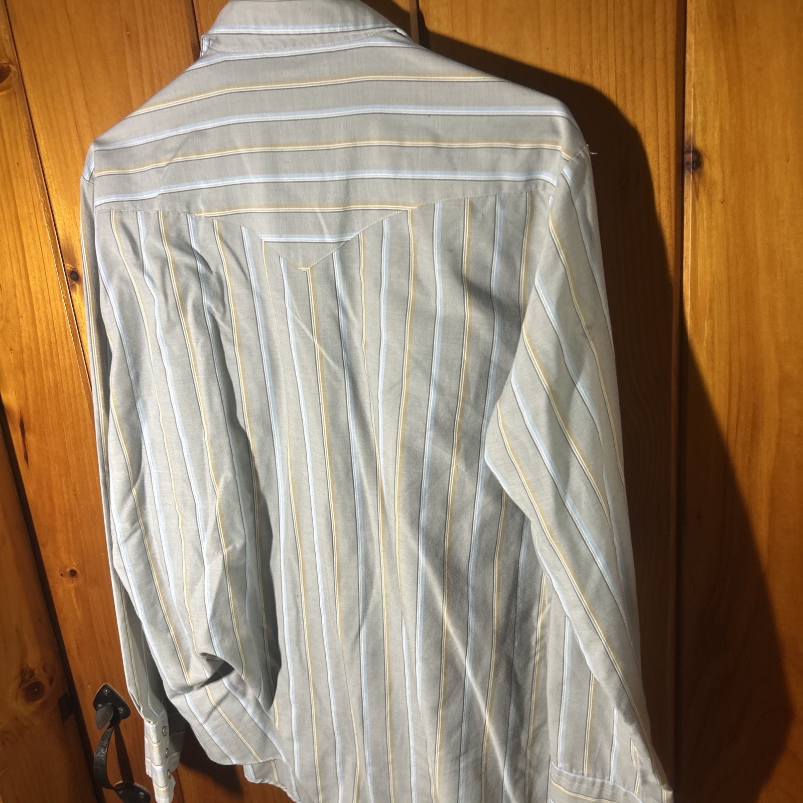 Plainsman Long Tail Pearl Snap Vintage Shirt 2 Pocket Striped Sz L Western EUC
