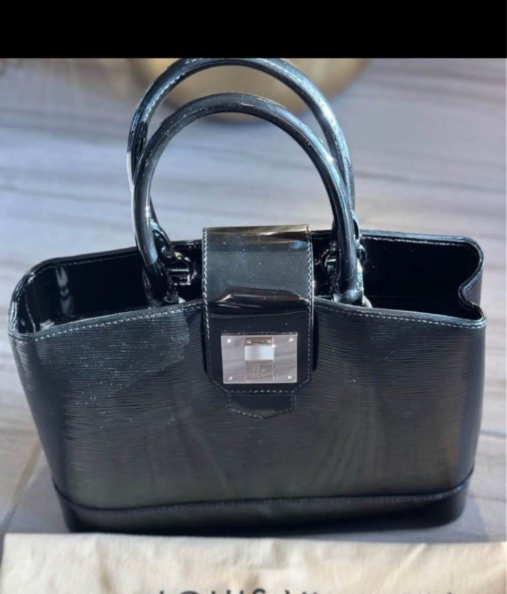 Louis Vuitton Black Epi Patent Top Handle Satchel w/ Dust Bag & Brand Card