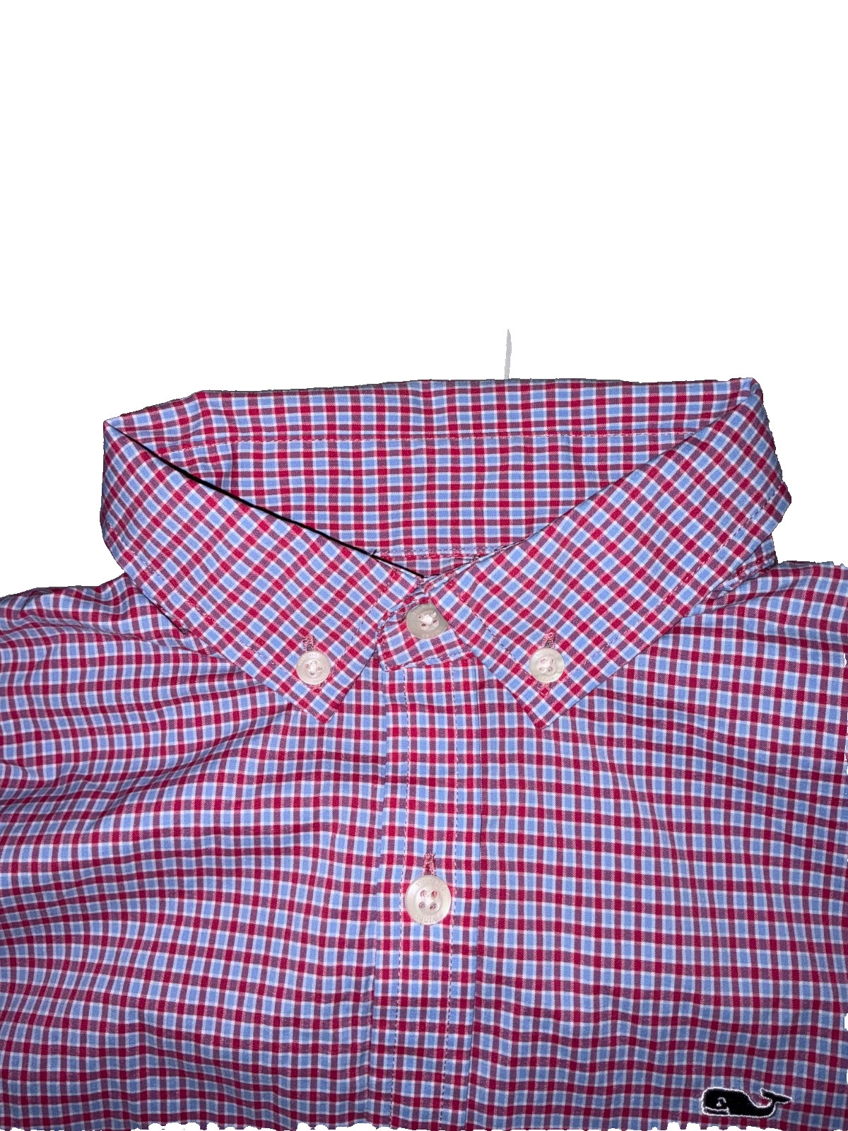 Vineyard Vines Performance Polo long sleeve Whale Shirt YOUTH M 12-14 blue & red