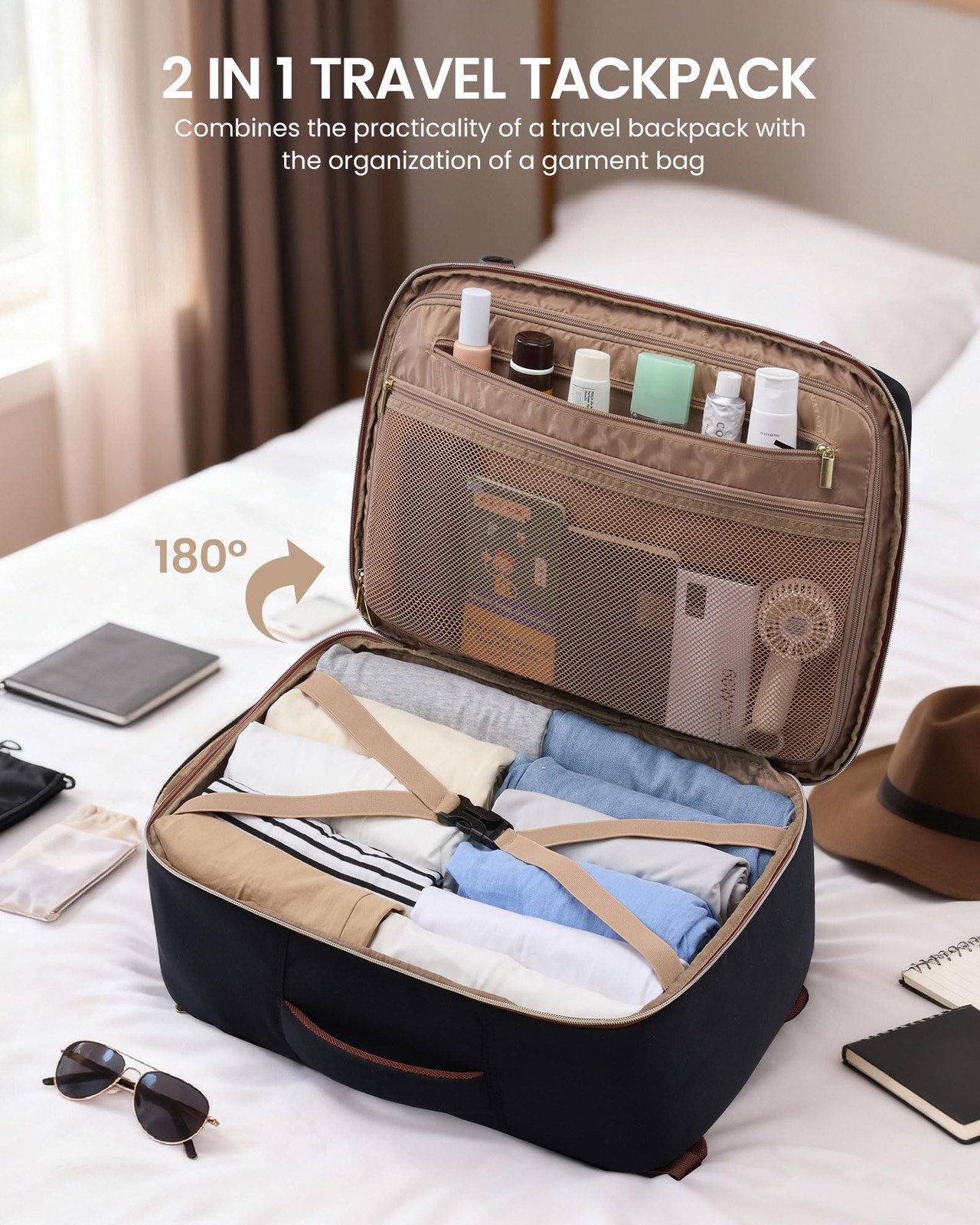 LOVEVOOK 40L Travel Backpack for Women Men with Garment Bag, Airline Approved…