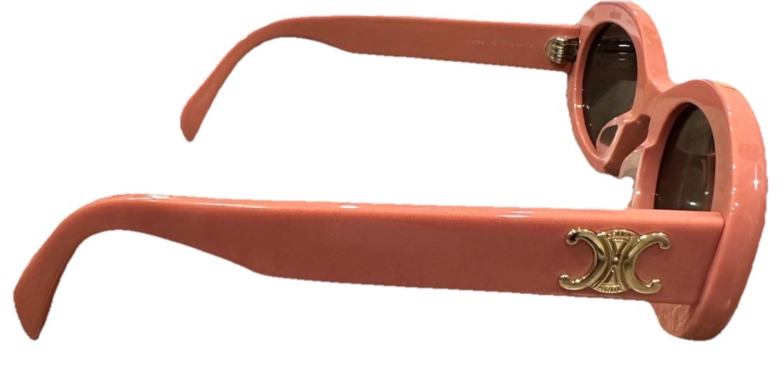 CELINE Triomphe 01 Oval Acetate Sunglasses in Powder Rose CL40194U