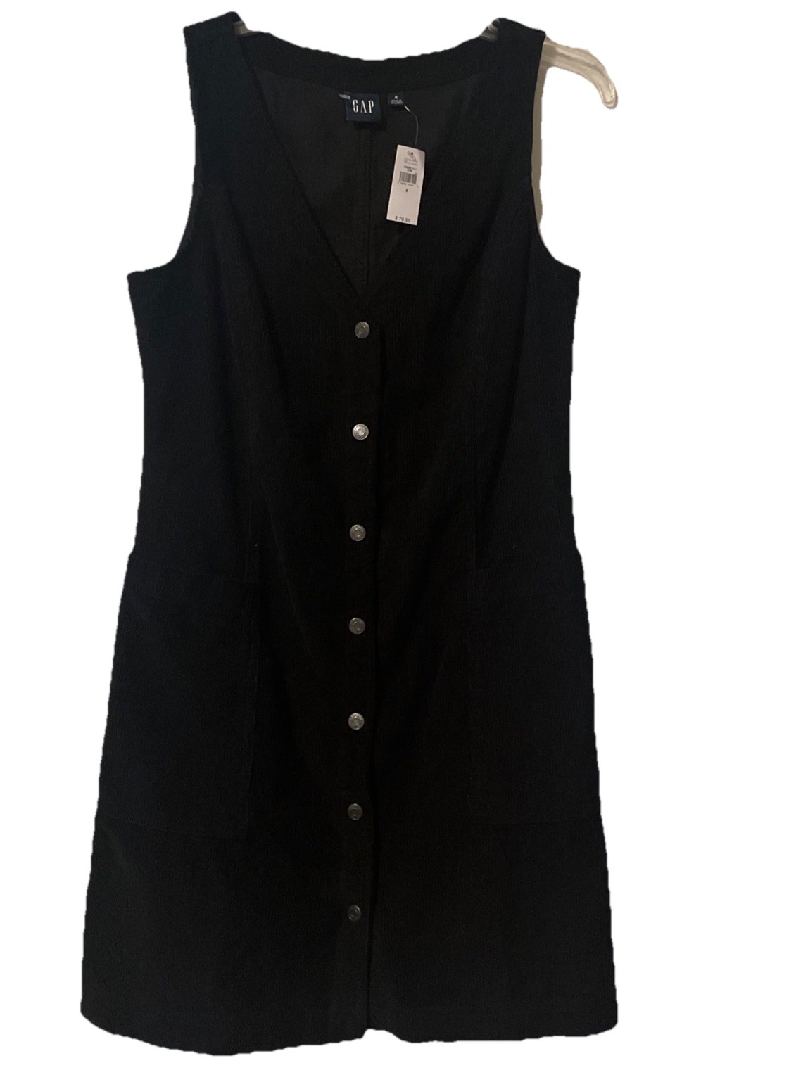 90s Corduroy Button side Pockets Sleeveless Sz8 Black suitable all occasions