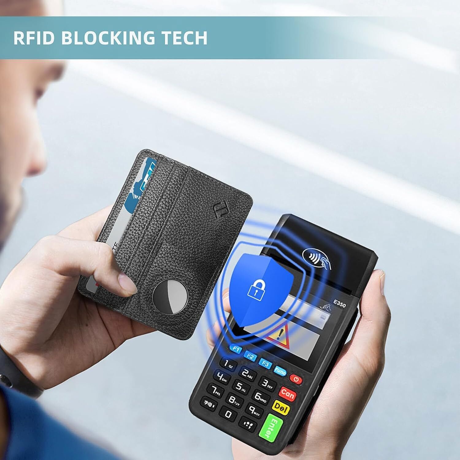 RFID Blocking Slim Credit Card Holder Card Cases with ID Window for AirTag