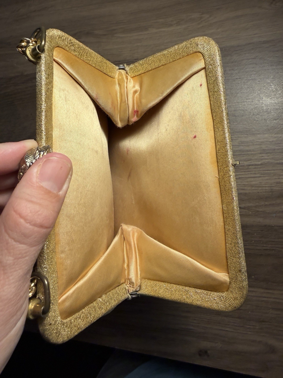 Vintage Gold Evening Bag Chain Strap Clutch Purse