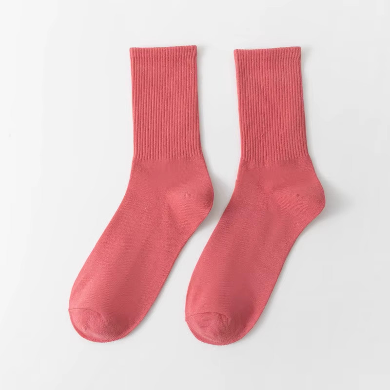 Unisex Casual Cotton Socks round Neck Mid Tube Fashionable Solid Color Breathabl