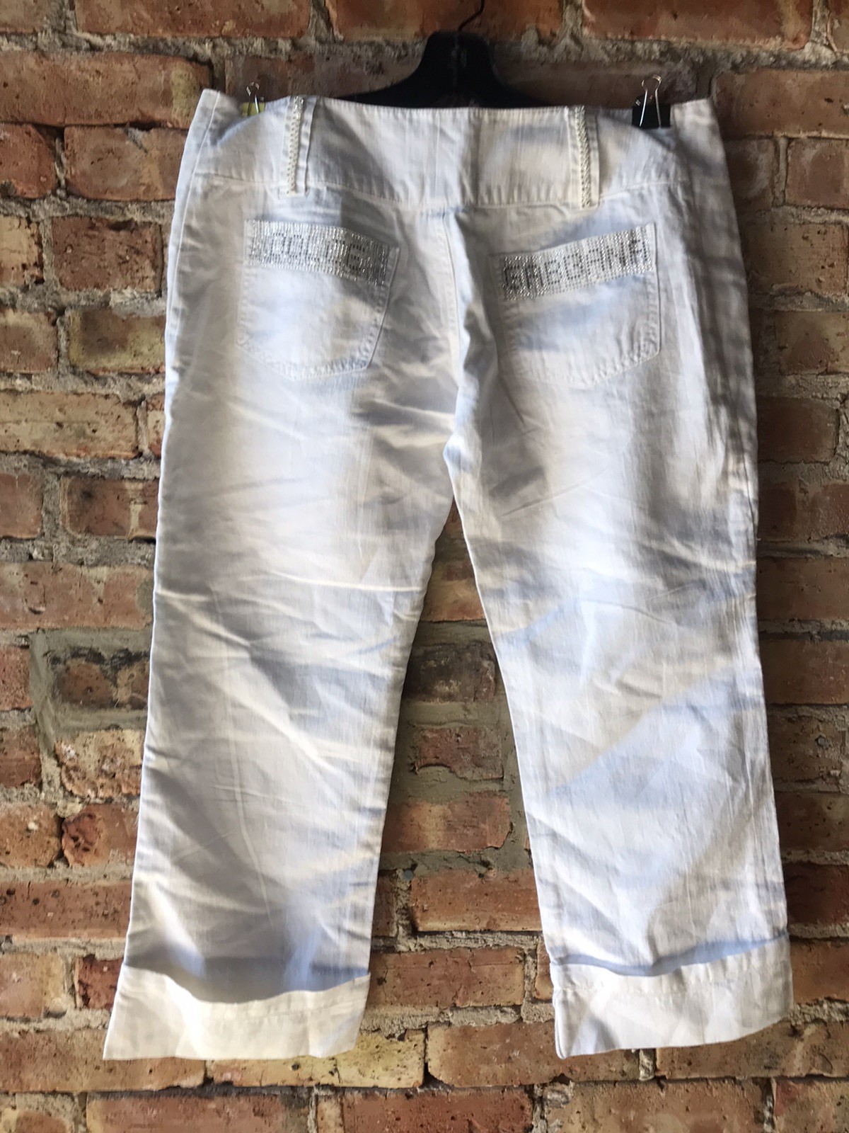 Dolce Gabbana White Capri Pants 52% Linen 48% Cotton Low Cut Rise L