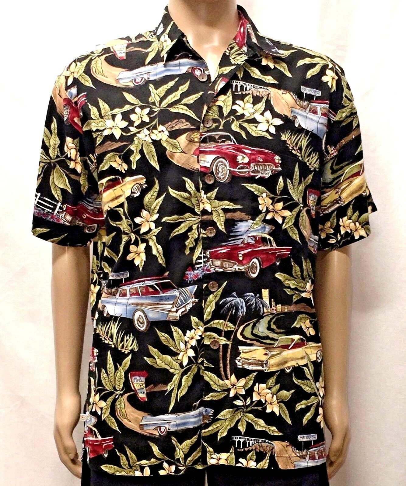 Robert Stock Shirt Mens Medium Corvette Ford Thunderbird Cadillac Vtg Cars