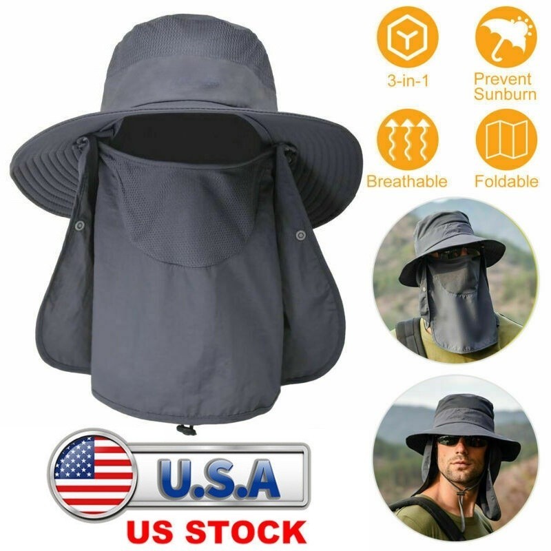 UPF 50+ Wide Brim Sun Hat – Fishing & Safari Cap with Face and Neck Flap