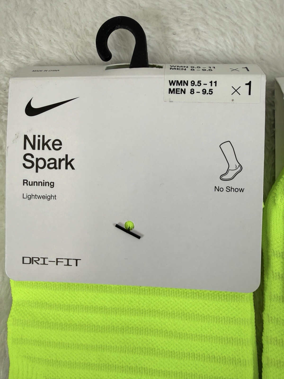 Nike Socks No Show Spark Running Lot 2 Pairs Men 8-9.5 Women 9.5-11 Large NWT